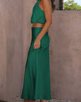 Cropped Turtle Neck Tank Top and Maxi Skirt Set