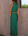 Cropped Turtle Neck Tank Top and Maxi Skirt Set