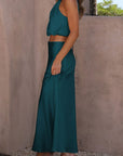 Cropped Turtle Neck Tank Top and Maxi Skirt Set