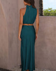 Cropped Turtle Neck Tank Top and Maxi Skirt Set