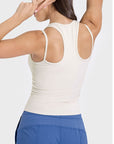 Light Gray Cutout Round Neck Racerback Active Tank