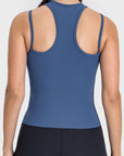 Dark Slate Gray Cutout Round Neck Racerback Active Tank