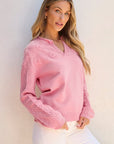 Daisy Notched Long Sleeve Sweater