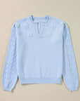 Daisy Notched Long Sleeve Sweater