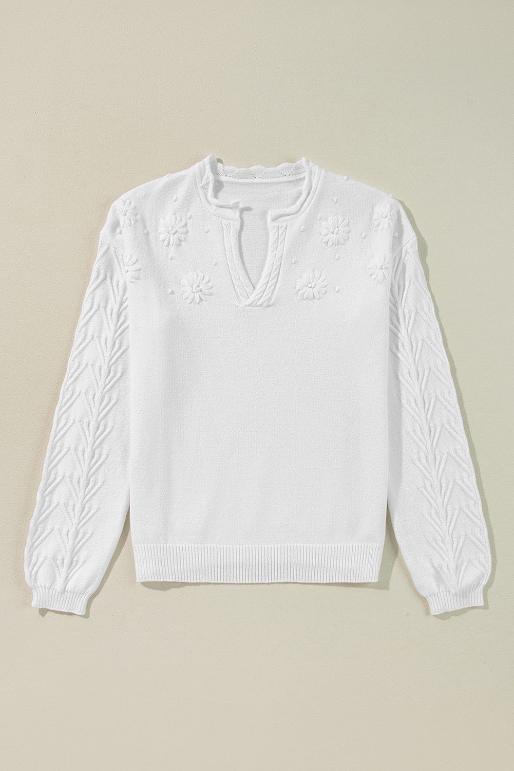 Daisy Notched Long Sleeve Sweater