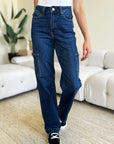 Light Gray Judy Blue Full Size High Waist Straight Cargo Jeans