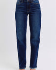 Judy Blue Full Size Raw Hem Straight Leg Jeans