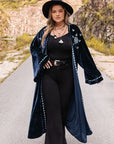 Plus Size Embroidery Open Front Long Sleeve Cardigan