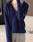 Drawstring Zip Up Long Sleeve Hooded Sweater