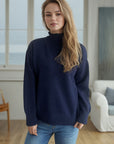 Turtleneck Dropped Shoulder Long Sleeve Sweater