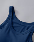 Midnight Blue Round Neck Tank with Bra