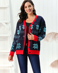 Snowflake Pattern Button Down Cardigan