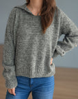 Collared Neck Long Sleeve Sweater