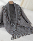 Fringe Open Front Half Sleeve Poncho