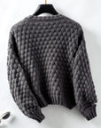 Cable-Knit Round Neck Long Sleeve Sweater