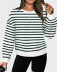 Lovelet Striped Round Neck Long Sleeve Sweatshirt