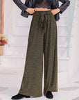 Ribbed Tied Wide Leg Pants