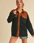 Aemi + Co Two Tone Button Up Jacket with Pockets