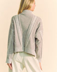 Davi & Dani Cable-Knit Turtleneck Dropped Shoulder Sweater