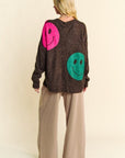 Davi & Dani Contrast Smile Round Neck Oversize Sweater