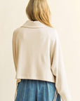 Davi & Dani Drawstring Hem Half Zip Raglan Sleeve Sweatshirt