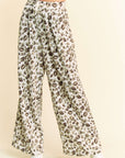 Davi & Dani Drawstring Leopard Wide Leg Pants