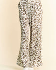 Davi & Dani Drawstring Leopard Wide Leg Pants