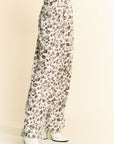 Davi & Dani Drawstring Leopard Wide Leg Pants