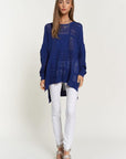 Davi & Dani Openwork Side Slit Drop Shoulder Knit Cover Up