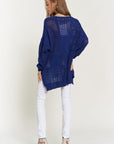 Davi & Dani Openwork Side Slit Drop Shoulder Knit Cover Up