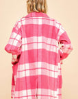 Davi & Dani Plaid Open Front Drop Shoulder Longline Coat