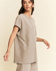 Davi & Dani Round Neck Short Sleeve Top and Pants Set