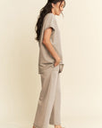 Davi & Dani Round Neck Short Sleeve Top and Pants Set