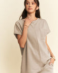 Davi & Dani Round Neck Short Sleeve Top and Pants Set