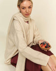 Davi & Dani V-Neck Dropped Shoulder Sweater with Scarf