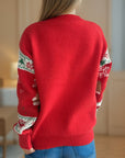 Christmas Element Round Neck Long Sleeve Sweater