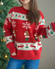 Christmas Element Round Neck Long Sleeve Sweater