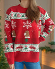 Christmas Element Round Neck Long Sleeve Sweater