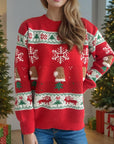 Christmas Element Round Neck Long Sleeve Sweater