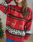 Christmas Element Round Neck Long Sleeve Sweater