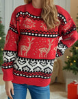 Christmas Element Round Neck Long Sleeve Sweater