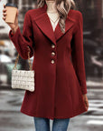 Collared Neck Button Up Long Sleeve Coat