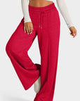 Drawstring Elastic Waist Wide Leg Pants