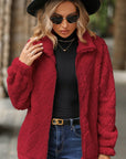 Fuzzy Pocketed Zip Up Jacket