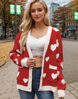 Heart Button Up Dropped Shoulder Long Sleeve Cardigan