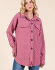 BOMBOM Checkered Button Down Dropped Shoulder Shacket