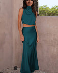 Cropped Turtle Neck Tank Top and Maxi Skirt Set