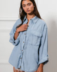 BiBi Button Down Stitch Detail Shirt with Chest Pockets