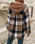 Devine Drawstring Plaid Long Sleeve Hoodie