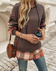 Devine Drawstring Plaid Long Sleeve Hoodie